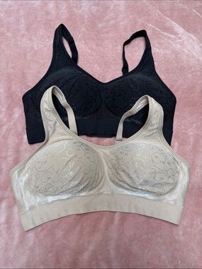 Women’s Bali Wireless Comfort Bra 2 pack - Black & Beige Large